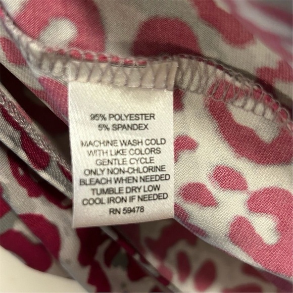 Kenar Women's M Fuchsia Leopard Print 3/4 Sleeve Blouse - Picture 6 of 8